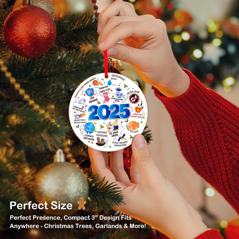 PETCEE Christmas Ornament 2025 - Funny Year in Review Hot Topic Gift Hilarious Trending Christmas Tree Decor for Adults & Family Unique Keepsake Hanging Decor for 2025 - Image 2